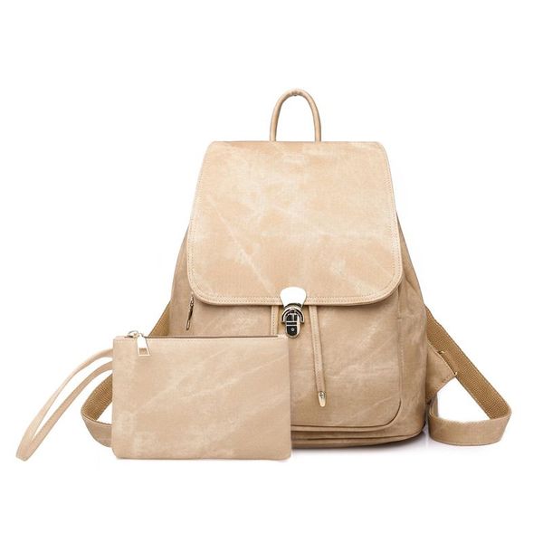 

2pcs set women leather backpack 2021 new fashion school bags for teenage girls female rucksack lady travel backpacks with purse