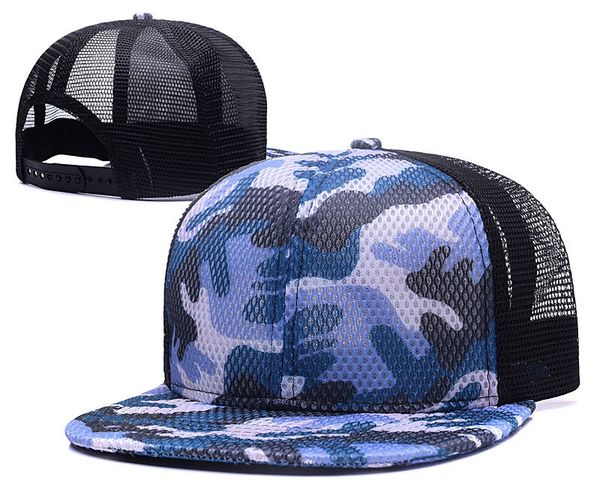 

wholesale 2017 summer style adjustable blank mesh camo baseball caps snapback hats for men women fashion sports hip hop bone, Blue;gray