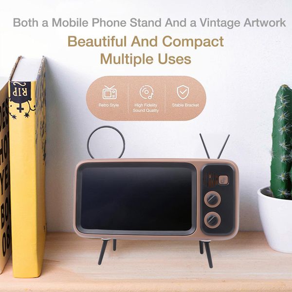 

3 in 1 mini wireless bluetooth bass speaker mobile phone holder stand speaker tv music player retro pocket home audio latest