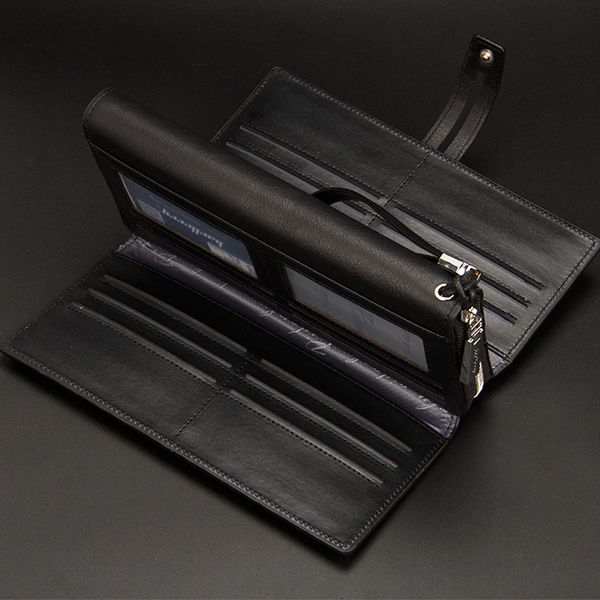 

baellerry large wallet leather wallets designer brand card holder big capacity clutch coin purse men long money bag for man