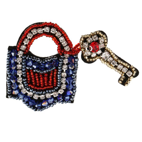 

1 piece key lock rhinestones beaded patches embroidery fabric applique diy