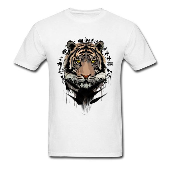 

ink painting tiger print men white t shirt unique design chinese style t shirt short sleeve xxxl sport hooded sweatshirt hoodie