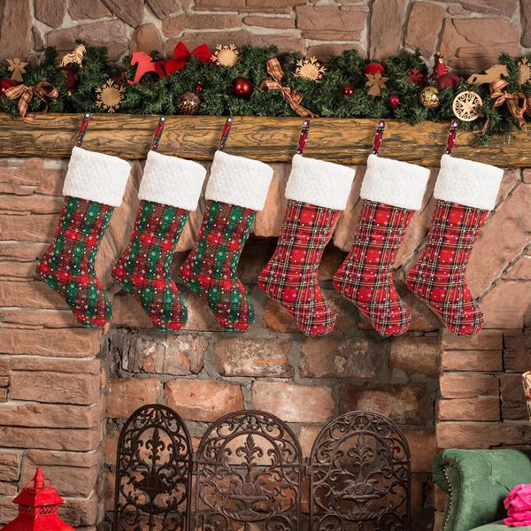 

christmas mini stocking plaid with plush cuff stocking decor gift bag sep 16th