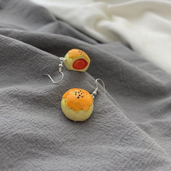 

dangle & chandelier 1pair unique egg yolk cakes earrings for girl simulation cute lovely earing women funny personality drop earings e648, Silver