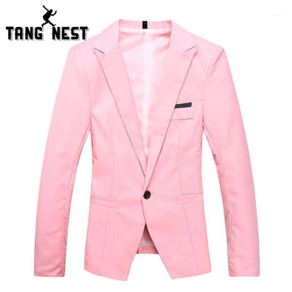 

tangnest blazer masculino 2021 spring gentleman one button casual style male blazers 7 colors fashion men asian size suit mwx2781, White;black