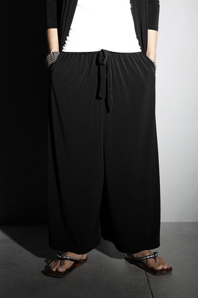 

men's pants korean summer style loose and comfortable lace up wide leg skirt casual thin personality 5.0, Black