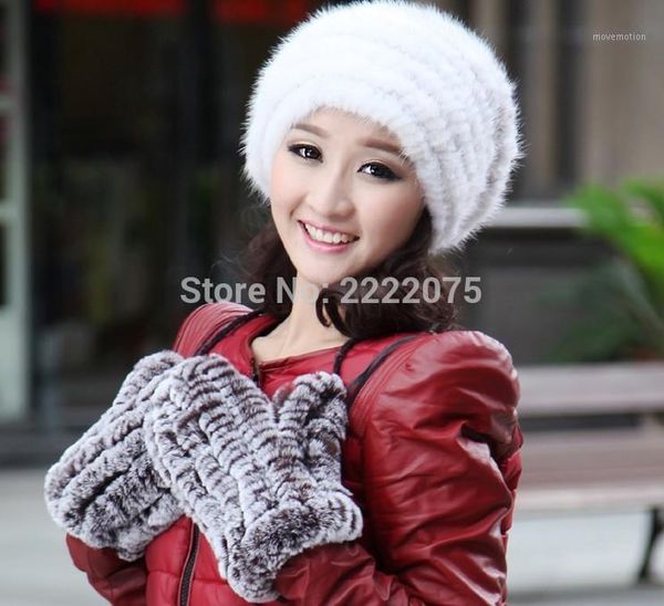 

autumn and winter korean version of the lovely fur gloves rex woven braided even the ladies gloves warm1, Blue;gray
