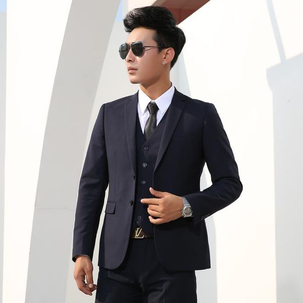

men's suits & blazers men slim business formal casual classic suit wedding groom party prom single breasted color black gray navy blue, White;black
