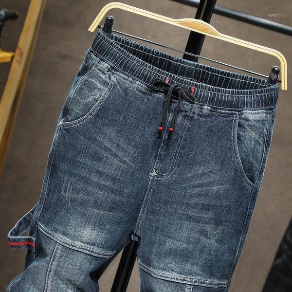 

new arrivals harem jeans men autumn winter fashion desinger loose tapered streetwear moto jeans casual denim jogger pants 42,0661, Blue
