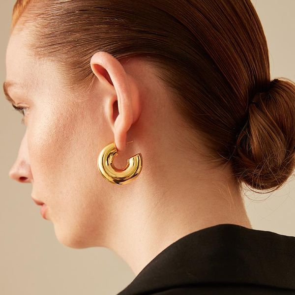 

hoop & huggie 14mm thick mini earrings for women chunky gold tiny plain hoops little earring minimalist everyday, Golden;silver