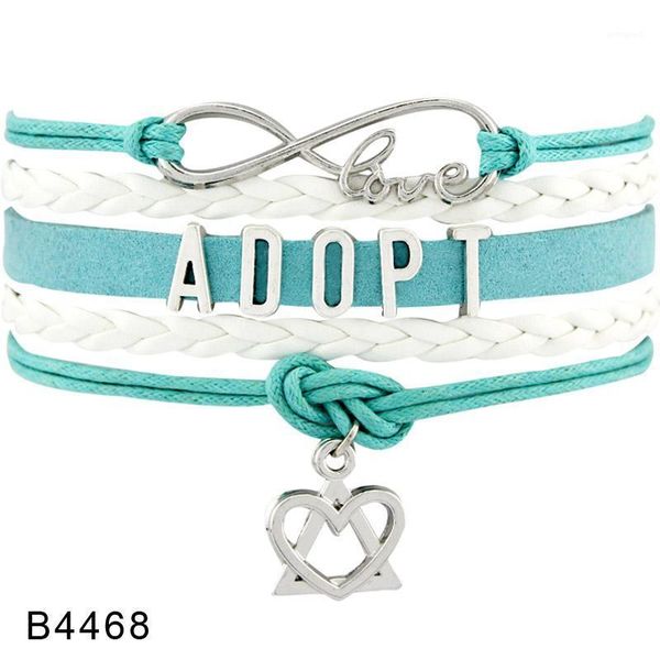 

charm bracelets infinity love adopt adoptive mom dad mother father baby feet adoption child care aware awareness leather for women1, Golden;silver