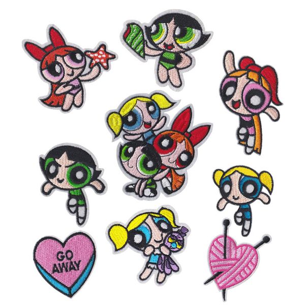 

cartoon embroidery iron patches stripes thermo stickers on clothes application fusible clothing lovely girlrment accessories, Golden