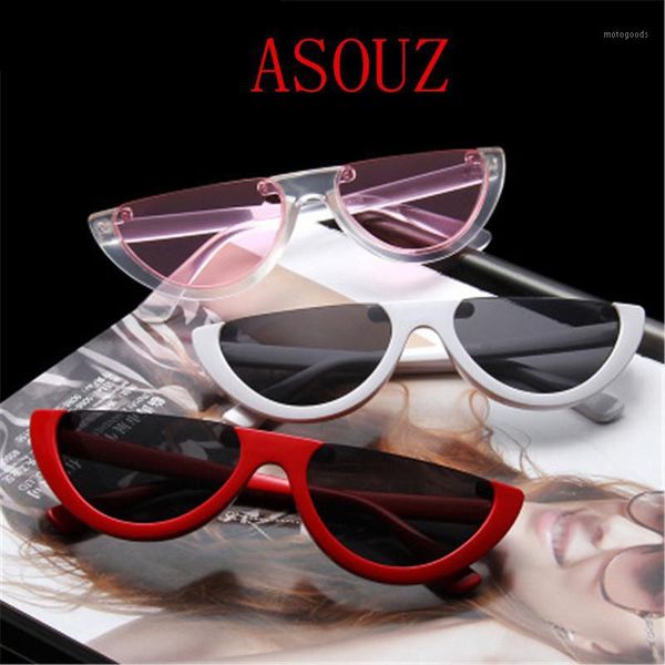 

asouz new retro cat eyes ladies sunglasses men's semi-circle triangle fashion glasses crystal transparent uv400 sunglasses1, White;black