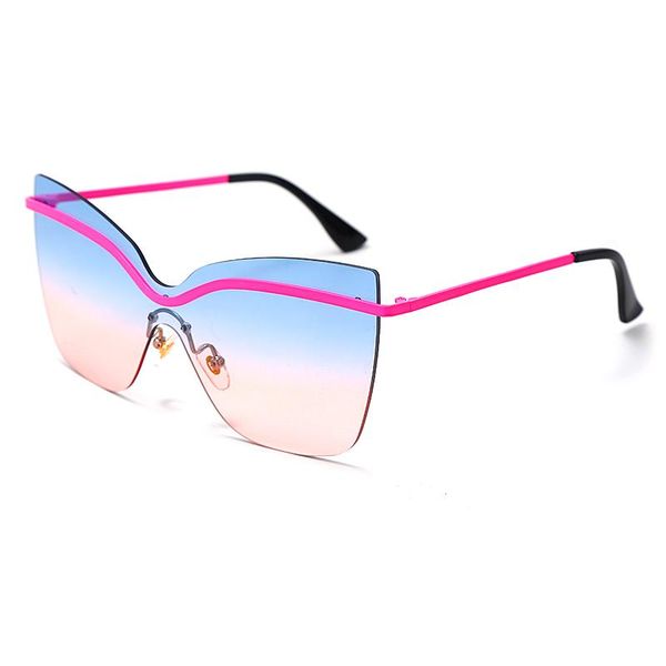 

sunglasses 2021 fashion oversized cat eye one piece women vintage rimless clear ocean gradient eyewear men sun glasses uv400, White;black