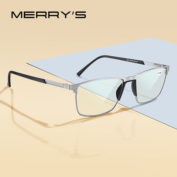 

merrys design anti blue light blocking men reading cr-39 resin aspheric glasses lenses +1.00 +1.50 +2.00 +2.50 s2001flh, Silver