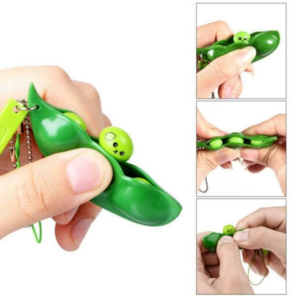 

dhl decompression edamame toys squishy squeeze peas beans keychain anti stress toy rubber boys party gift fidget toys