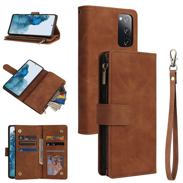

matte flip leather galaxy fe fans editiom zipper wallet purse holder for samsung s20 lite phone case