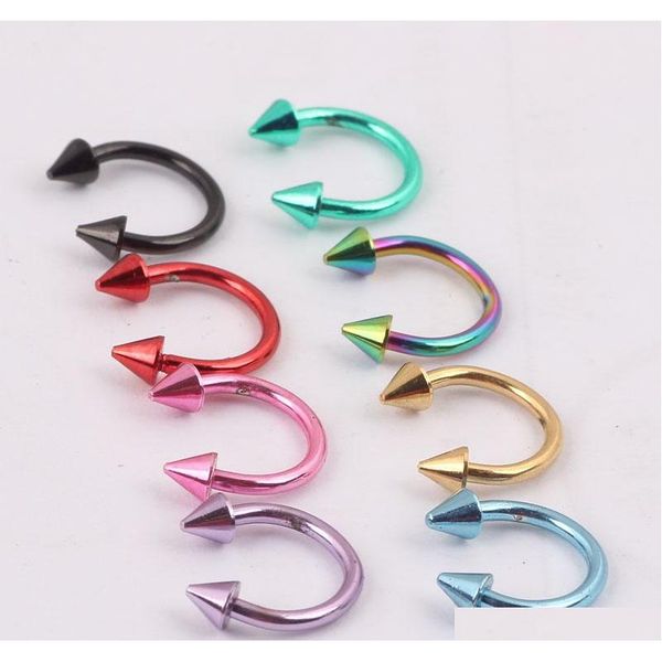 

nose pin n04 100pcs/lot mix 8colors 16g cone circulars horseshoes eyebrow nose rings body piercing jewelry juuaa, Silver
