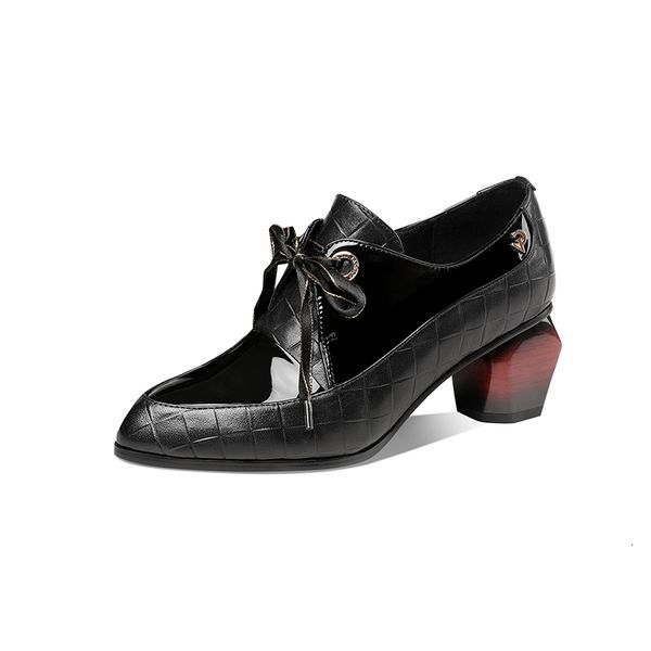 

plus 2021 women's size feminine leathers on reliefs stone of thick heels recording shoes etb3, Black