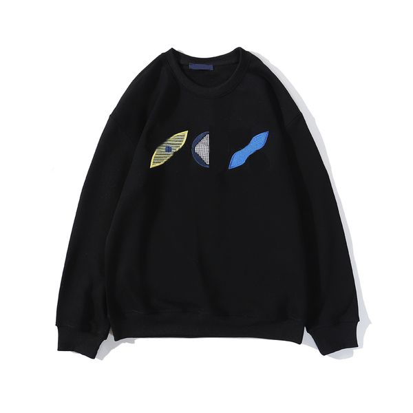 

20fw geometric floral embroidery pullover hoodie men women sweater o-neck winter sweatshirt casual streetwear clothing m-2xl, Black