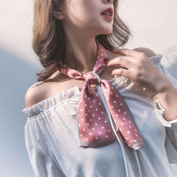 

women scarf skinny silk scarf small handle bag ribbons female neckerchief head scarves & wraps, Blue;gray