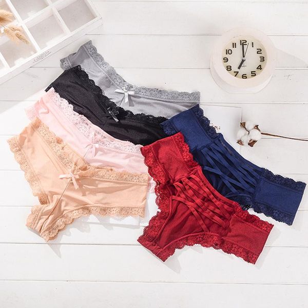 

женщины сплошной бесшовное белье panty назад бандаж дизайн сатин sexy кружева трусики sexy soft удобный breifs 2020 новая мода, Black;pink