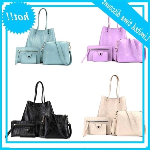

4.pieces pu learn women handbag shoulder bag dead cardholder pure satchel a69c