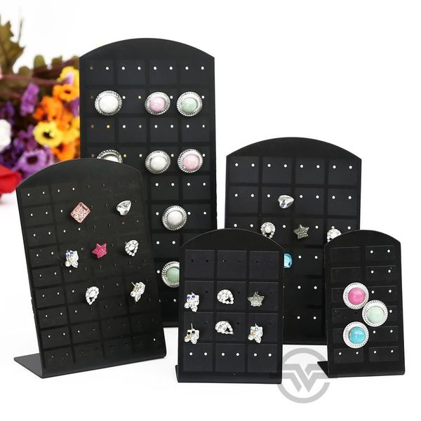 

superior black plastic l earring display rack earrings stud showcase earring stand jewelry holder for 12, 24. 48 pairs, Pink;blue