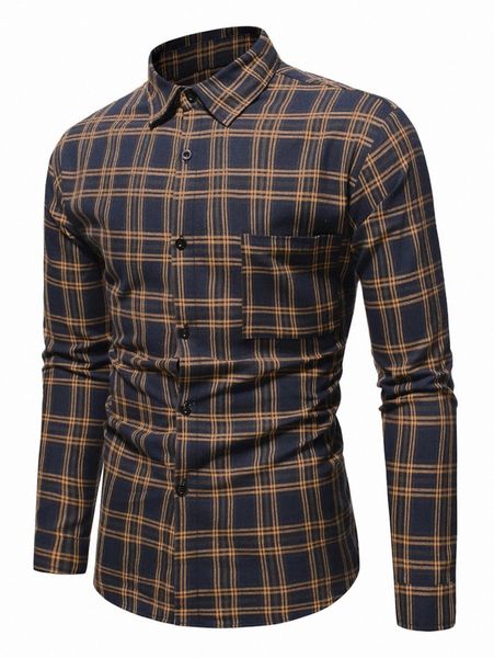 

men plaid pocket detail button through shirt z0no#, White;black