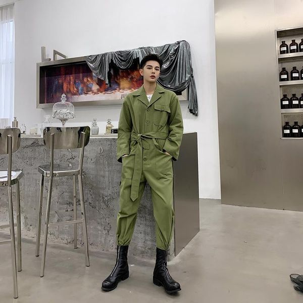 

2019 new men's jean bib overalls hip hop jumpsuits with multi pockets workwear1, Blue