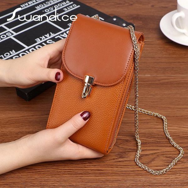 

реальная натуральной кожа цепь пряжки мобильной сотового телефона сумка crossbody messenger плечо сумка малой мини женщины женский леди сумк