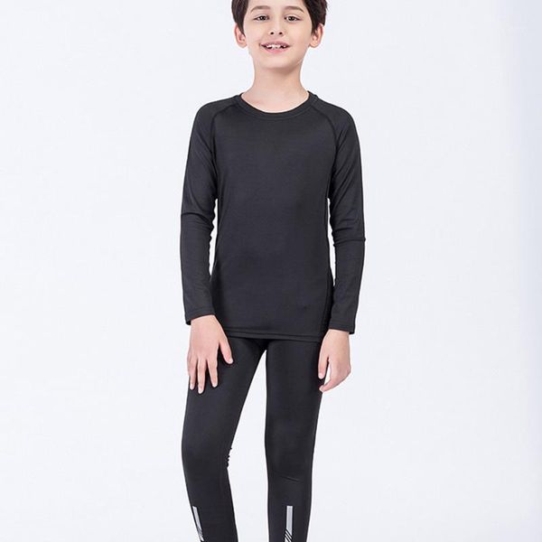 

running sets kids boys leggings men fitness training pants gym sports clothing jogging suits compression wear set underwear set1, Black;blue