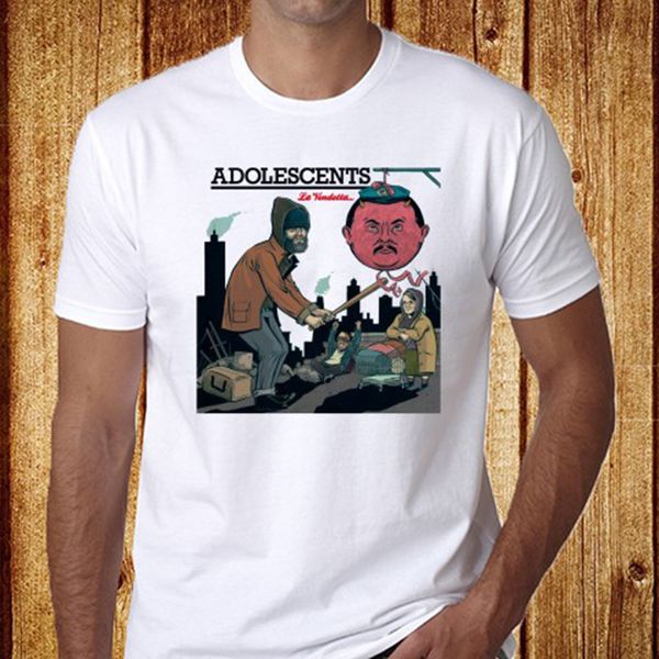 

adolescents la vendetta punk rock white size 3xl summer short sleeves fashion sport hooded sweatshirt hoodie t shirt