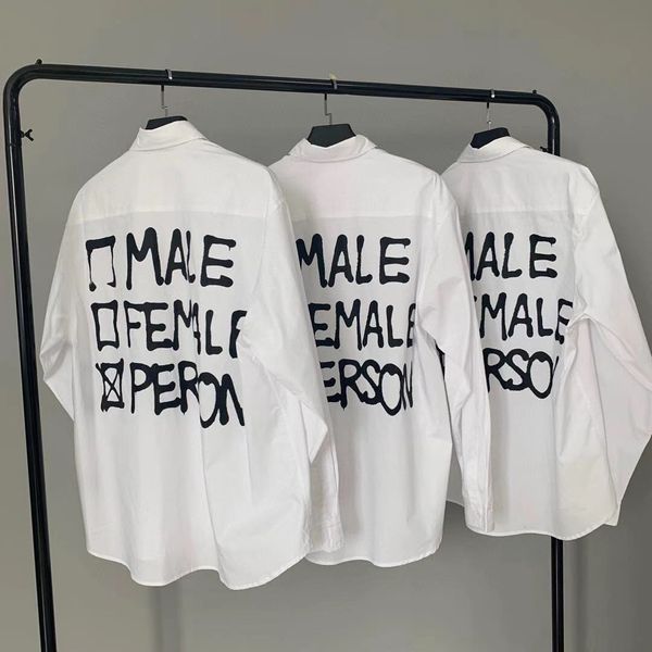 

2021 new arrival vetements men women designer casual shirts letter print long sleeve s-l, White;black