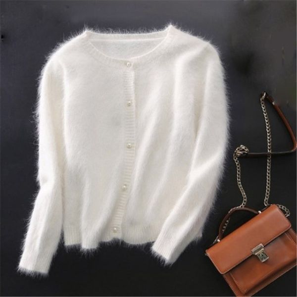 

brand new mink cashmere sweater women cashmere cardigans knitted pure mink coat s1896 201111, White;black