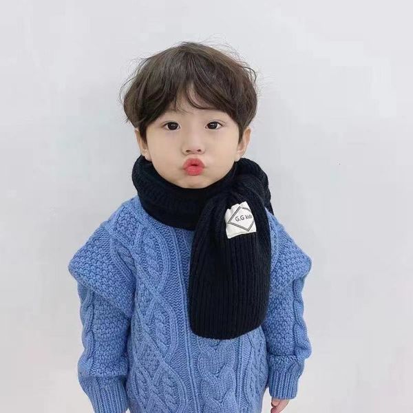 

pure korean winter new autumn color children's hand knitted seam label scarf imitation cashmere versatile warm boys and girls' nec, Red;brown