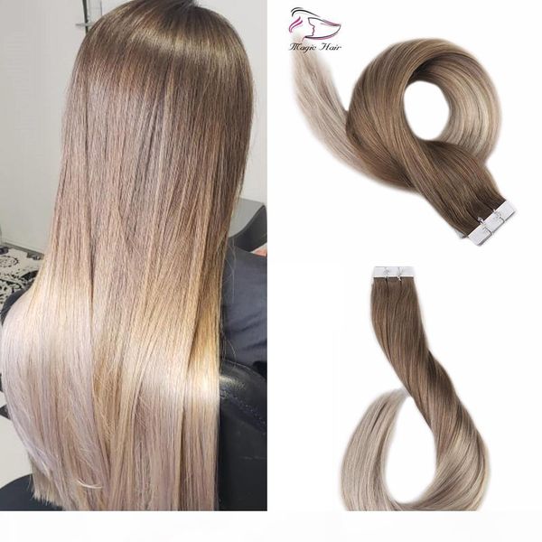 

100g 40pcs 2.5g pc balayage 4 18# color silky straight brazilian pu tape in human hair extension, Black