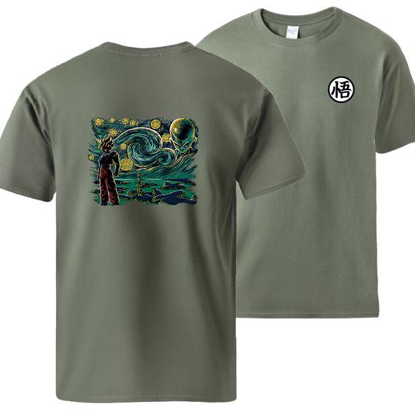 

sport van gogh's print tshirts for man 2020 new summer spring t shirts japan anime harajuku hipster t shirts mens loose black tee