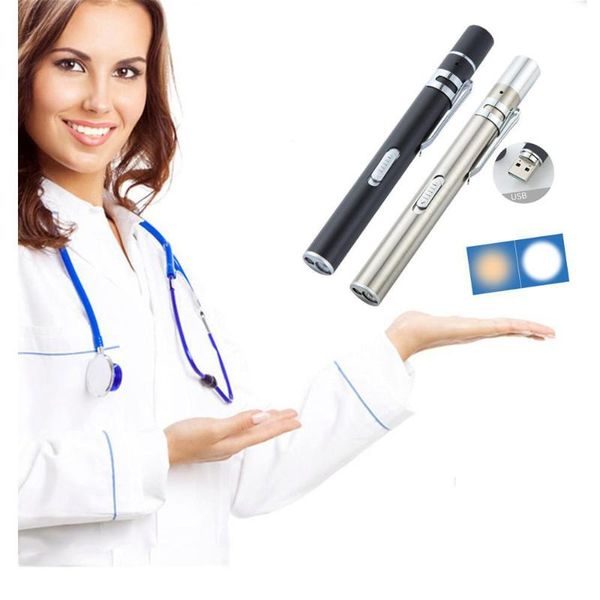 

portable dual light source led stainless steel nursing penlight for students doctors
