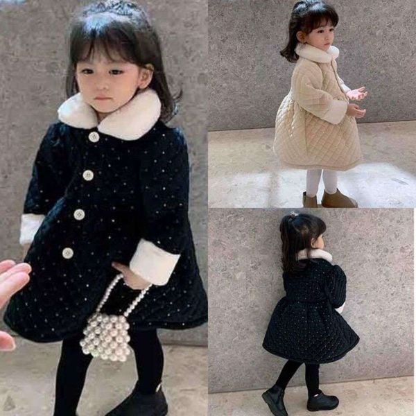 

and winter girls' drs lovely autumn fur collar thickened skirt 3-8 years old children's wear, Red;yellow