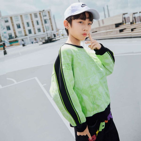 

autumn sweater tie 2020 dyed new children's color matching long sve boys' pullover, Black