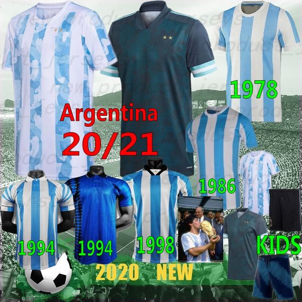 

thai 20/21 argentina maradona retro 86/87 soccer jersey 9 aguero 21 dybala 10 messi 22 lautaro football shirts maillot camisetas de futbol, Black;yellow