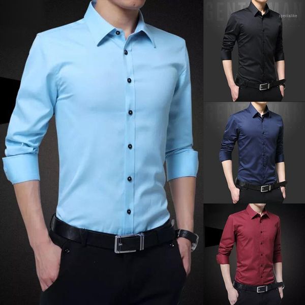 

fipyjip new men's shirt long sleeve casual shirts men dress slim solid business dress shirt spring autumn men's with1, White;black