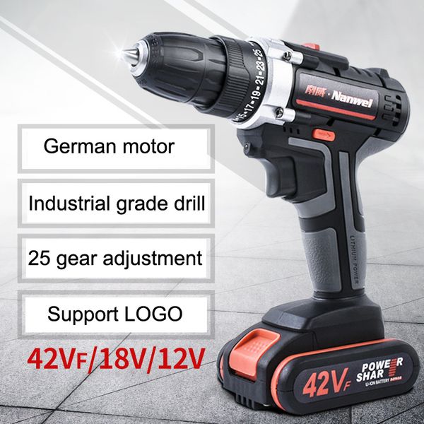 2speeds Electric Drill Coundless отвертка 21 В 18 В 12 В литиевая батарея Беспроводная бурильная буровая Мини Просверлитель Беспроводная отвертка Power Tool WVT0937