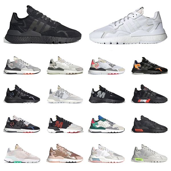 

nite jogger men women running shoes reflective joggers green triple black white bred breathable mens trainers sports sneakers size 36-45