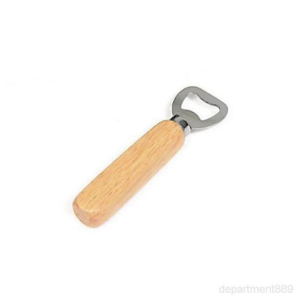 

a-handle stainless steel beer opener, smooth rubber wooden drink bottle cap opener family party bar bartender