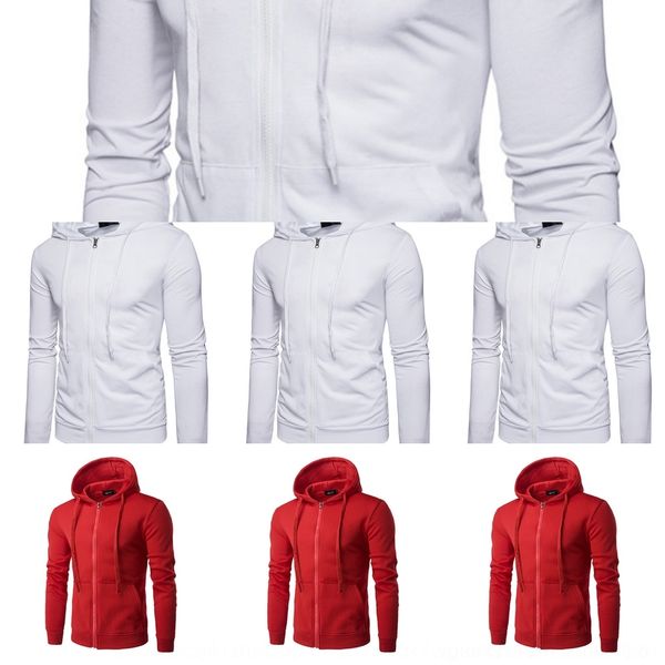 

ne28q sports and autumn 2020 zipper hooded men's plxtx zipper sweatersweater leisure sweater long sleeve solid color spring cardigan, Black