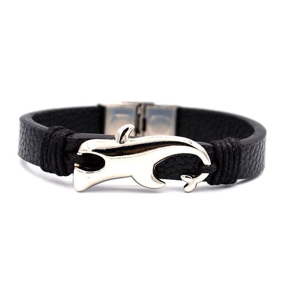 

junwei fashion men's dolphin alloy leather bracelet men jewelry stainless steel release buckle men's jllqax