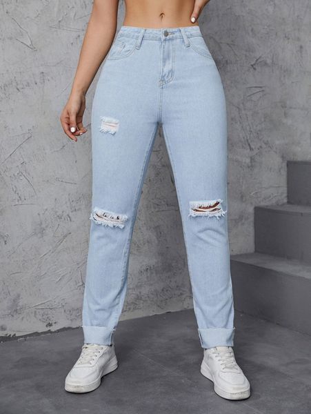 

ripped pocket detail washed jeans l8op#, Blue