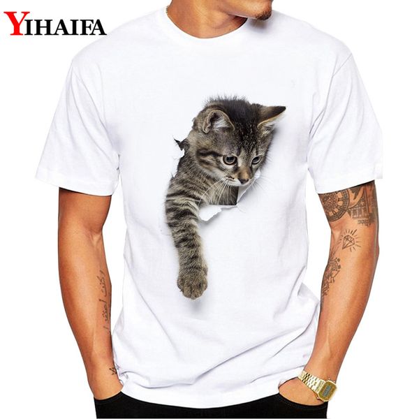 

yihaifa марка gym cat распечатать стильный летний с коротким рукавом slim fit круглой шеи белой напечатанным s sport толстовка с капюшоном h